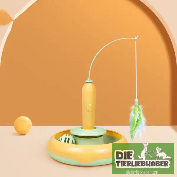 2 in 1 Katzenspielzeug mit Feder - Yellow green - Spielzeug