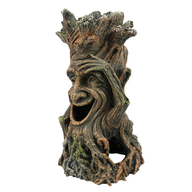 Aqua Della Baum mit Gesicht 2 aus Polyesterharz, detailreiche Aquariumdekoration 13,7 × 11,8 × 23,5 cm