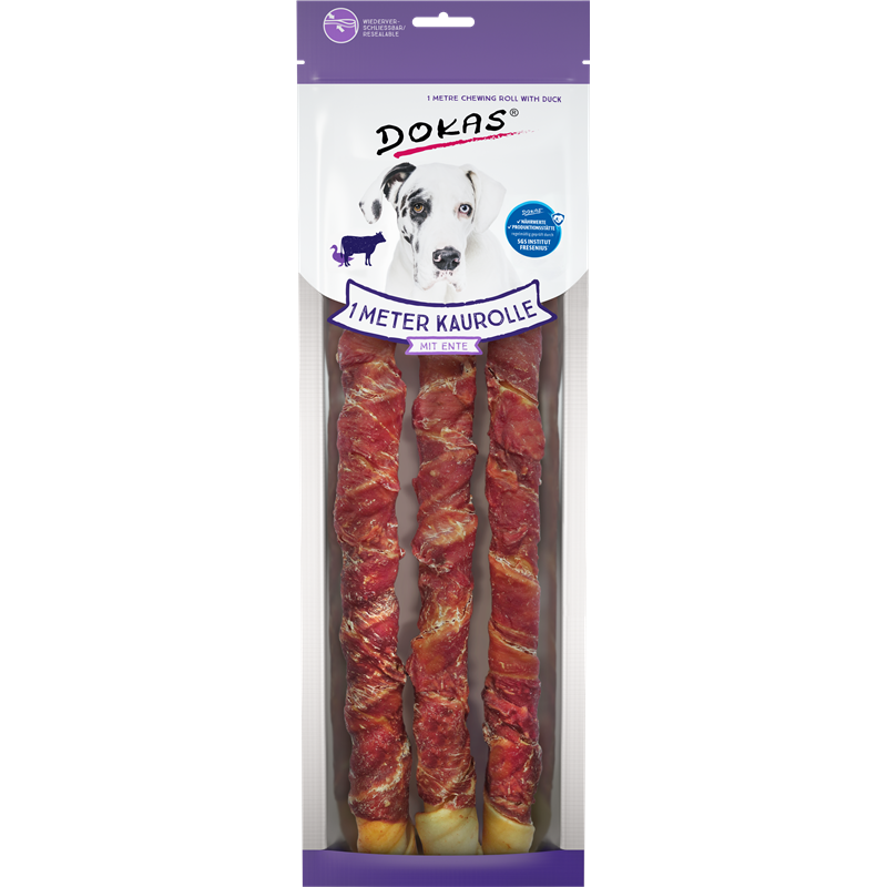Dok Dog Snack 1 m Kaurolle mit Ente 315g