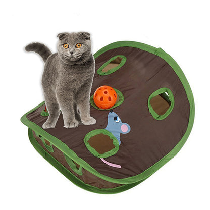 Niedliches interaktives Versteckspiel für Katzen mit 9 Löchern und Tunnelmaus