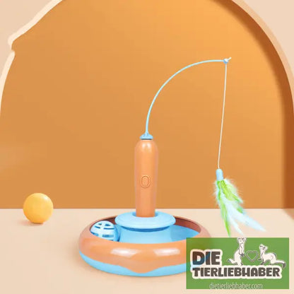2 in 1 Katzenspielzeug mit Feder - Orange Blue - Spielzeug