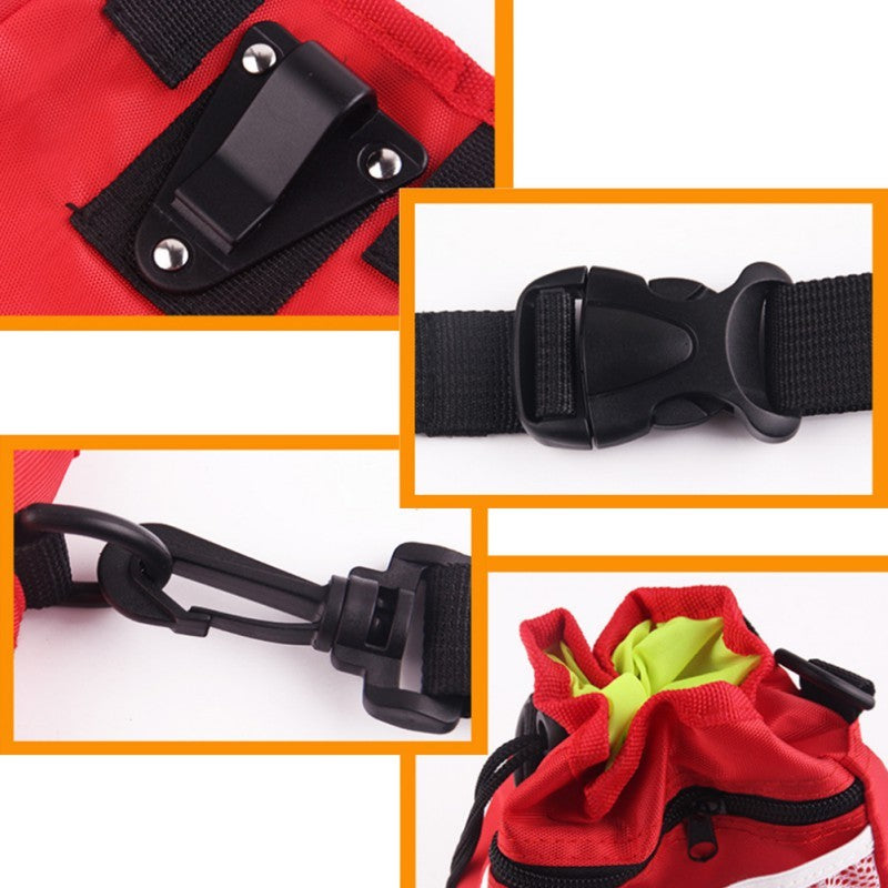 Hundetasche mit Kordelzug und Tasche für Leckerlis und Snacks beim Spazierengehen