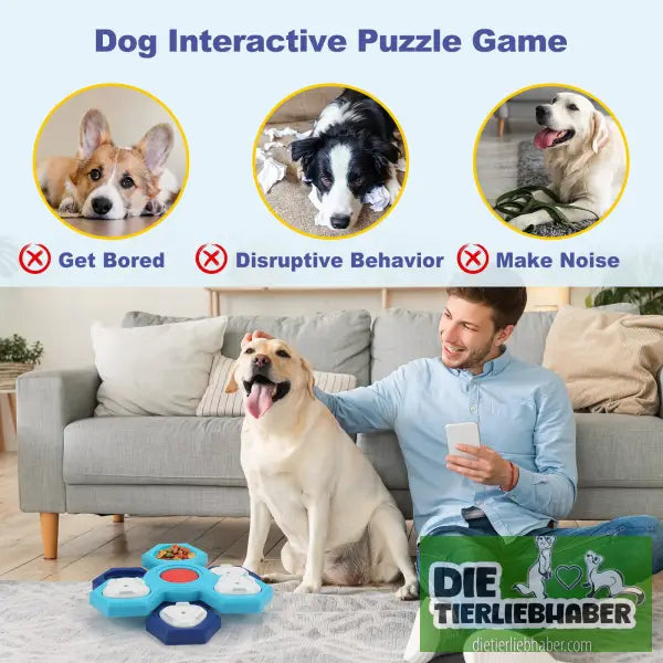 4-lagiger Puzzle-Hundenapf Rutschfester interaktiver Hunde-Puzzlespiel Napf - Blue - Futter- und Wassernäpfe