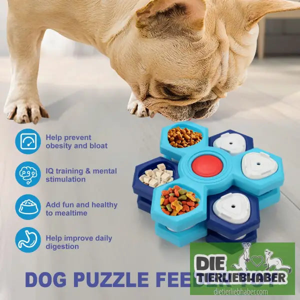 4-lagiger Puzzle-Hundenapf Rutschfester interaktiver Hunde-Puzzlespiel Napf - Blue - Futter- und Wassernäpfe