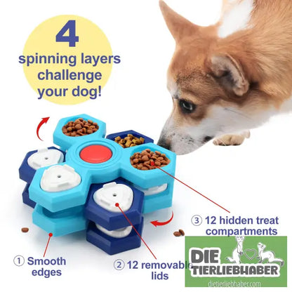 4-lagiger Puzzle-Hundenapf Rutschfester interaktiver Hunde-Puzzlespiel Napf - Blue - Futter- und Wassernäpfe