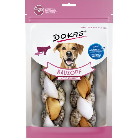 Dok Dog Snack Kauzopf mit Fischhaut 2er (nur im 8er Pack erhältlich)