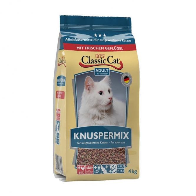 Classic Cat Knuspermix mit frischem Geflügel – Katzen-Trockenfutter für ausgewachsene Katzen mit Taurin und wichtigen Nährstoffen.