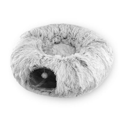 Plüschiges, warmes Katzenbett mit Tunnel für Hauskatzen