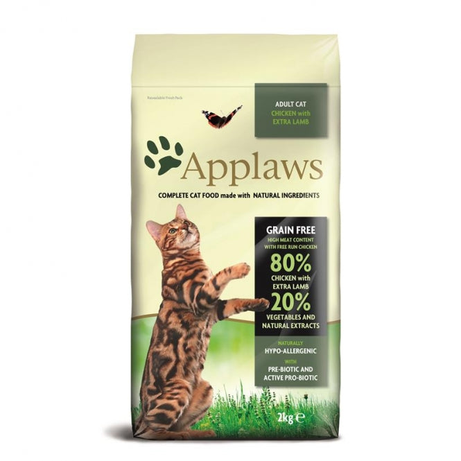 Applaws Cat Trockenfutter Hühnchen mit Lamm, getreidefreies Premium-Katzenfutter für ausgewachsene Katzen, 2 kg Beutel.