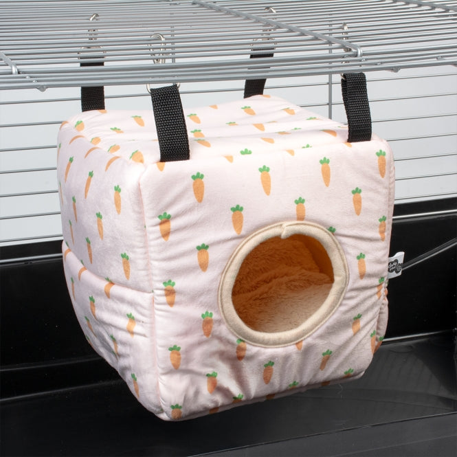 duvoplus Plüsch-Hängehaus für Nagetiere mit herausnehmbarem Kissen, 22,5 × 22,5 × 22,5 cm