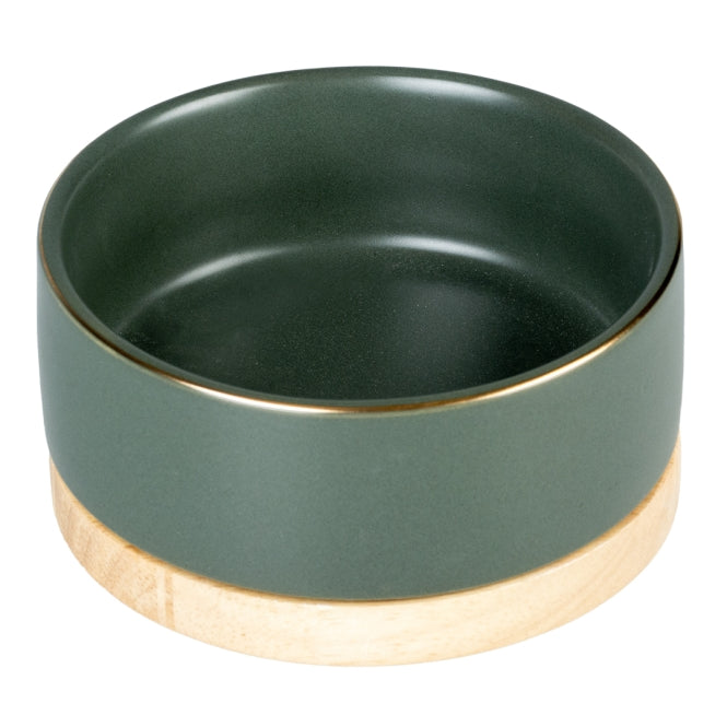 duvoplus Keramiknapf Stone Timber Blau 450 ml mit Holzsockel