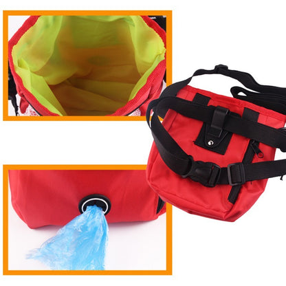 Hundetasche mit Kordelzug und Tasche für Leckerlis und Snacks beim Spazierengehen