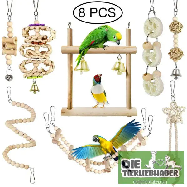 🐦 8-teiliges Spielzeugset für Sittiche - 8PCS - Haustierbedarf
