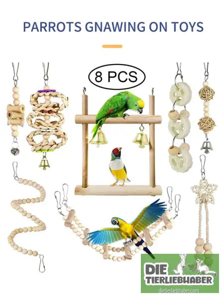 🐦 8-teiliges Spielzeugset für Sittiche - 8PCS - Haustierbedarf