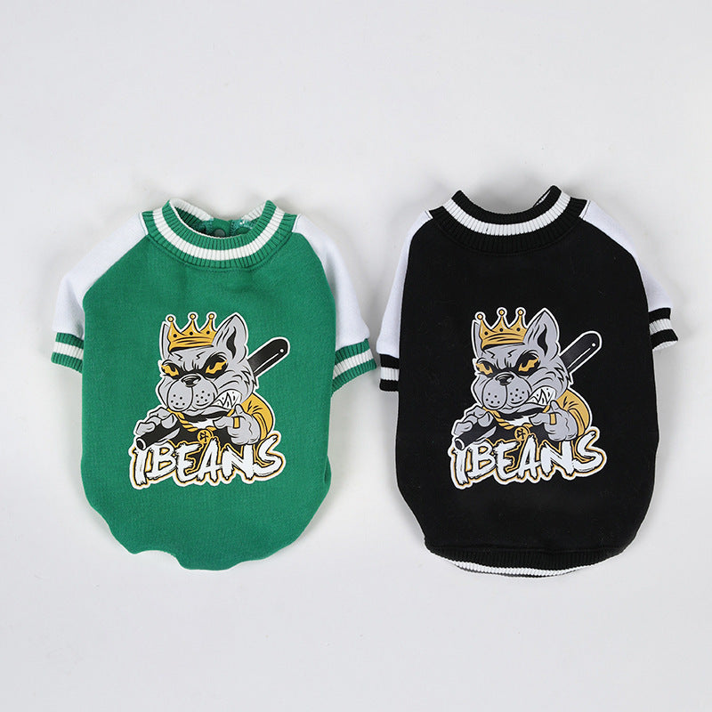 Fleecegefütterte warme Baseball-Shirt-Haustierkleidung