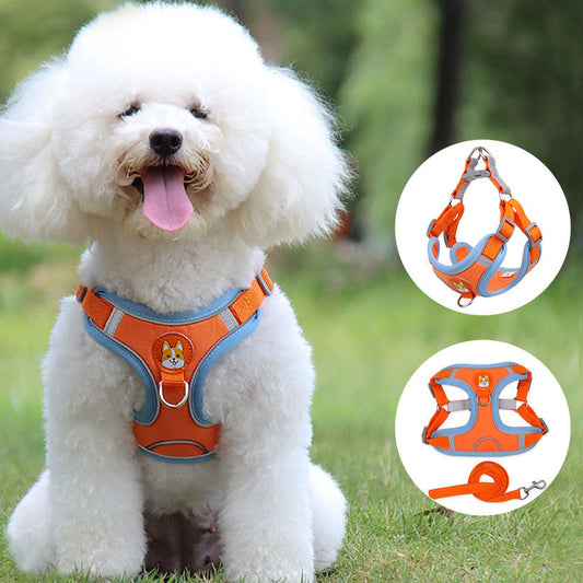 Hundegeschirr, Katzengeschirr Reflektierende Hundeleinen Brustgurt aus weichem Mesh