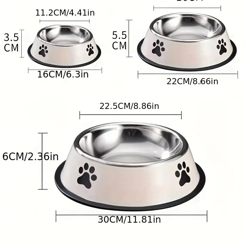 Hochwertige Edelstahl Hundeschüssel mit Pfotenabdruck