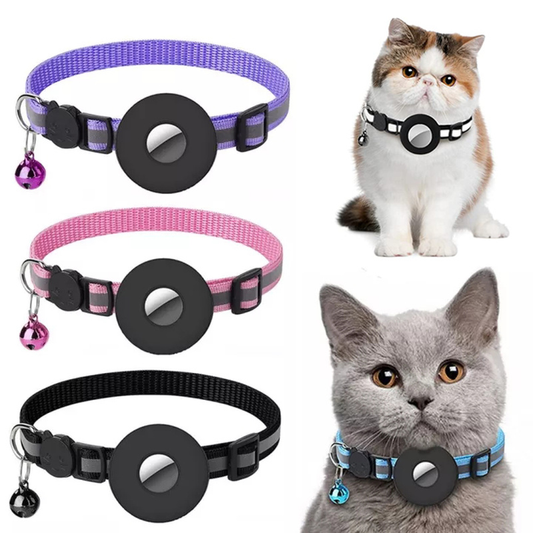 Reflektierendes, wasserdichtes Nylon-Halsband mit Schutzhalter für Apple AirTag – geeignet für Hunde, Katzen, Welpen und Kätzchen