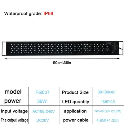 Aquarium LED-Licht 24/7 Vollspektrum Pflanzenwachstum Dimmbar IP68 Wasserdicht 100V-240V - Lampe