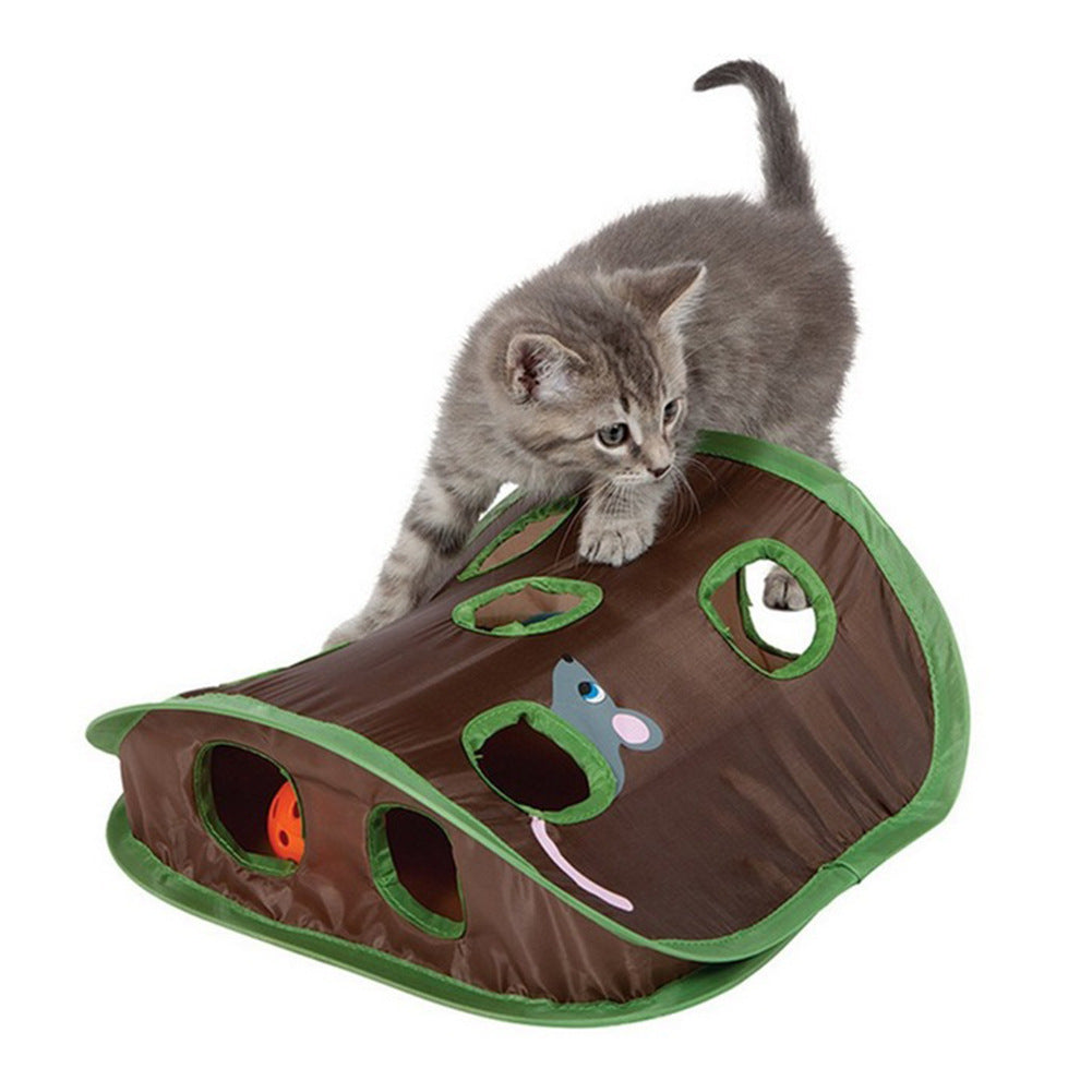 Niedliches interaktives Versteckspiel für Katzen mit 9 Löchern und Tunnelmaus
