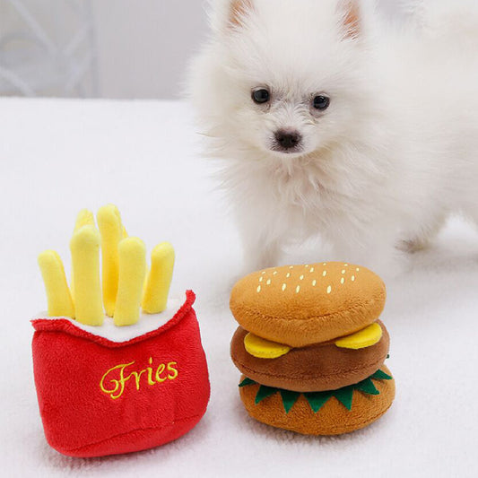 Pommes-Frites-Burger-Haustier-Plüsch-Soundspielzeug