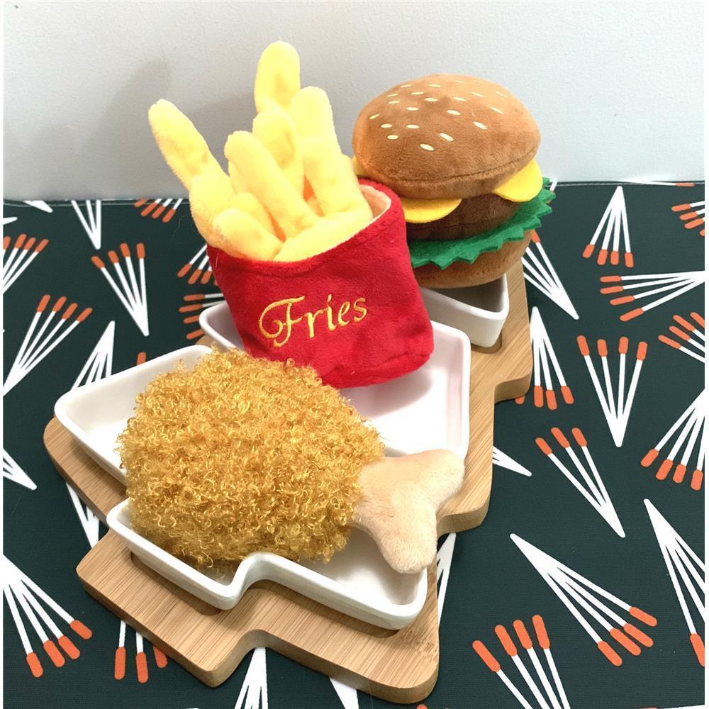 Pommes-Frites-Burger-Haustier-Plüsch-Soundspielzeug