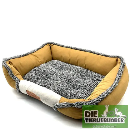 Haustiernest abnehmbare und waschbare Haustiermatte - Yellow / 48x35x14cm - Flauschiger Liegeplatz für Hund Katzen F
