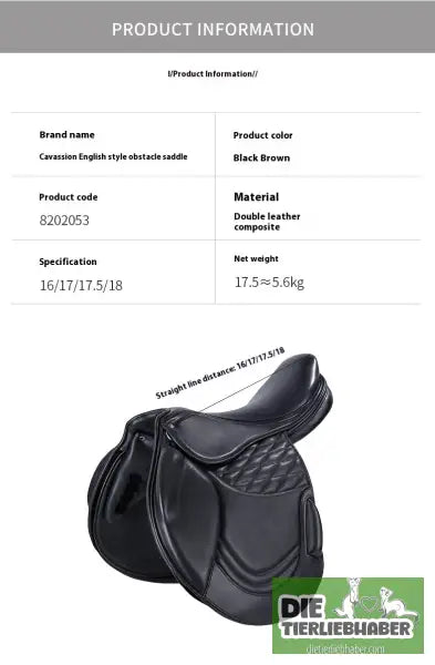 Hochwertiger Rindsledersattel für Hindernis mit optimaler Stabilität - Alles Rund ums Pferd