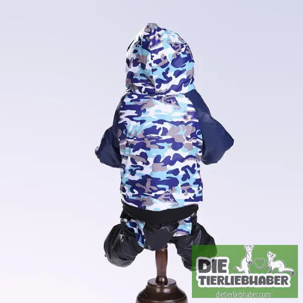 Hundejacken mit Kaputze und Beinen in verschiedenen Mustern - Camouflage blue / 2XL - Hunde und Katzenkleidung