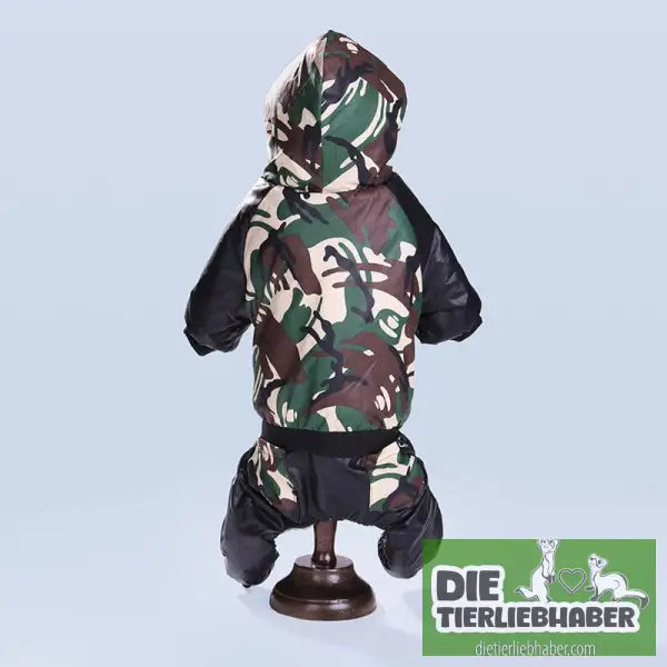 Hundejacken mit Kaputze und Beinen in verschiedenen Mustern - Camouflage green / 2XL - Hunde und Katzenkleidung