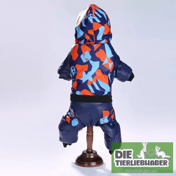 Hundejacken mit Kaputze und Beinen in verschiedenen Mustern - Camouflage orange / 2XL - Hunde und Katzenkleidung
