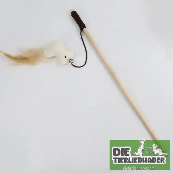 Interaktive Katzenangel mit bunten Federn aus Holz - Chick - Haustierbedarf