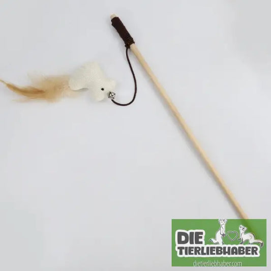Interaktive Katzenangel mit bunten Federn aus Holz - Chick - Haustierbedarf