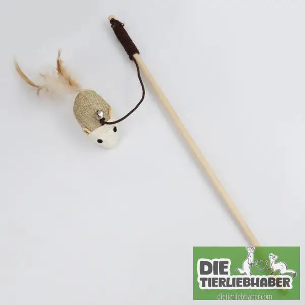 Interaktive Katzenangel mit bunten Federn aus Holz - Chick - Haustierbedarf
