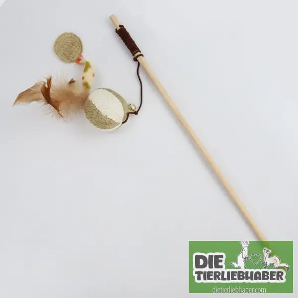 Interaktive Katzenangel mit bunten Federn aus Holz - Chick - Haustierbedarf