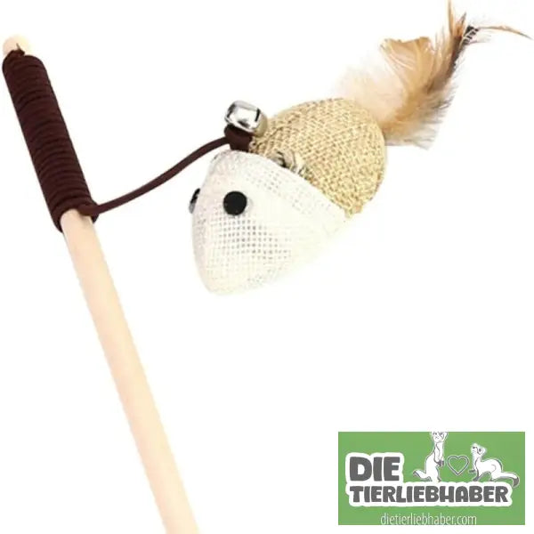 Interaktive Katzenangel mit bunten Federn aus Holz - Chick - Haustierbedarf