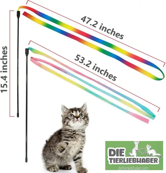 Interaktiver Katzenwedel mit buntem Band - Spielzeug