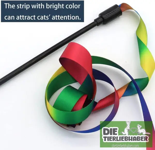 Interaktiver Katzenwedel mit buntem Band - Spielzeug