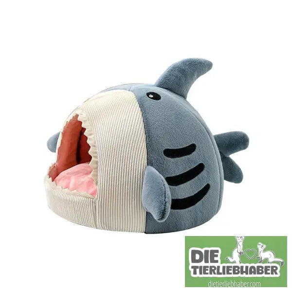 Katzenhöhle im Hai Design - Blue / L - Kuschelhöhle für kleine Hunde Katzen Fre