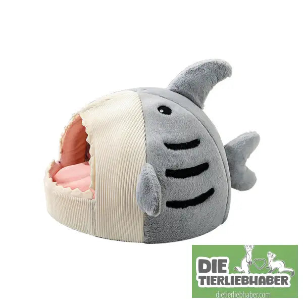 Katzenhöhle im Hai Design - Grey / L - Kuschelhöhle für kleine Hunde Katzen Fre
