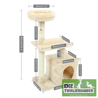 Katzenturm mit Kratzbaum und Spielhaus - Flauschiger Liegeplatz für Hund Katzen