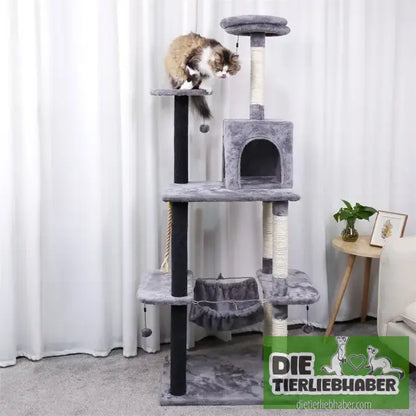 Katzenturm mit Kratzbaum und Spielhaus - Flauschiger Liegeplatz für Hund Katzen