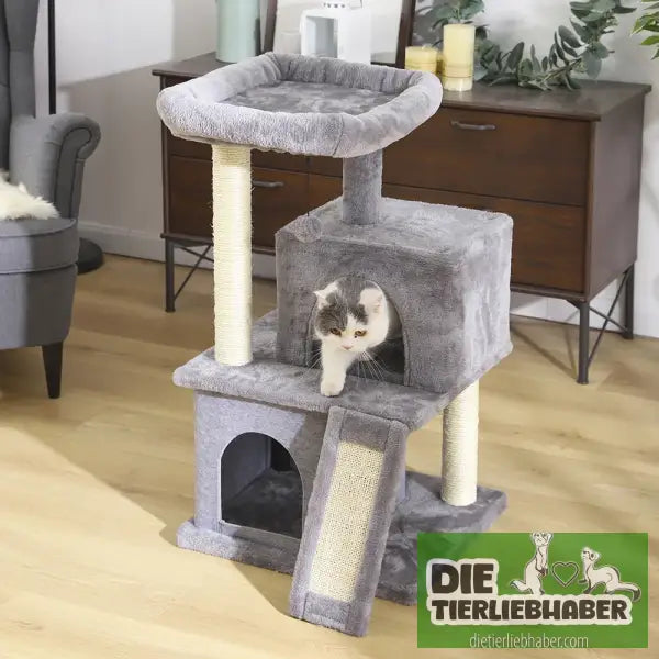 Katzenturm mit Kratzbaum und Spielhaus - Flauschiger Liegeplatz für Hund Katzen