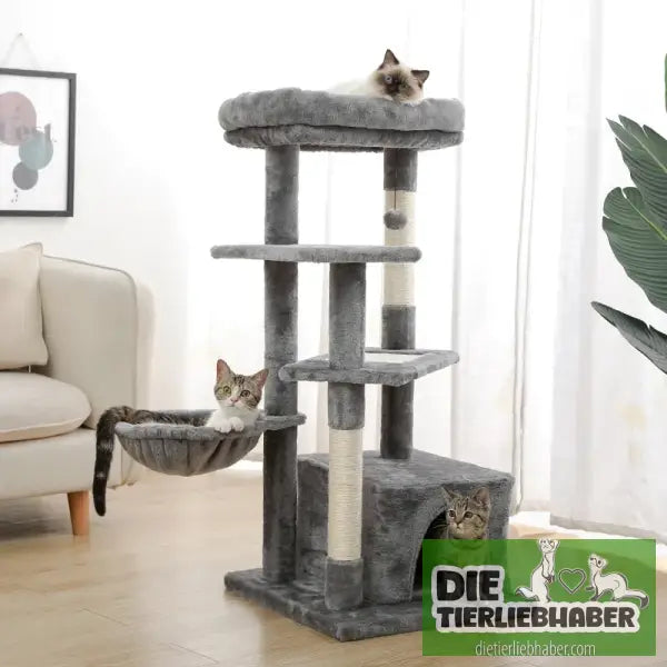 Katzenturm mit Kratzbaum und Spielhaus - Flauschiger Liegeplatz für Hund Katzen