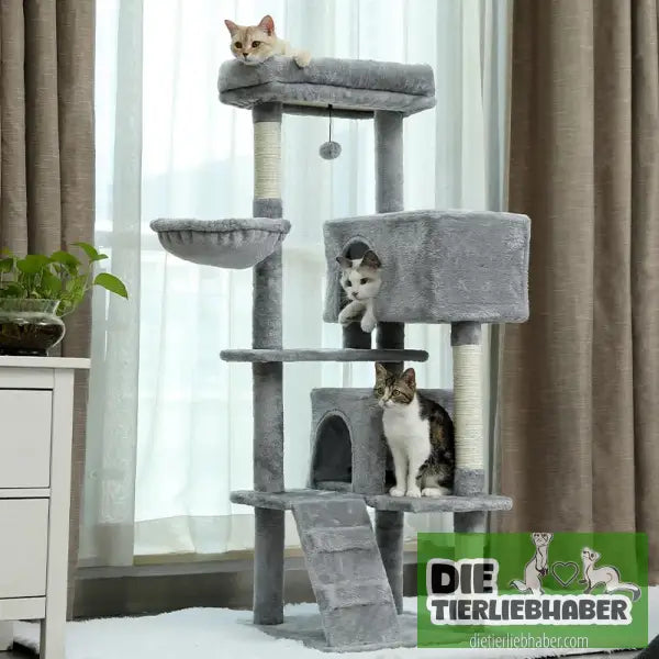 Katzenturm mit Kratzbaum und Spielhaus - Flauschiger Liegeplatz für Hund Katzen