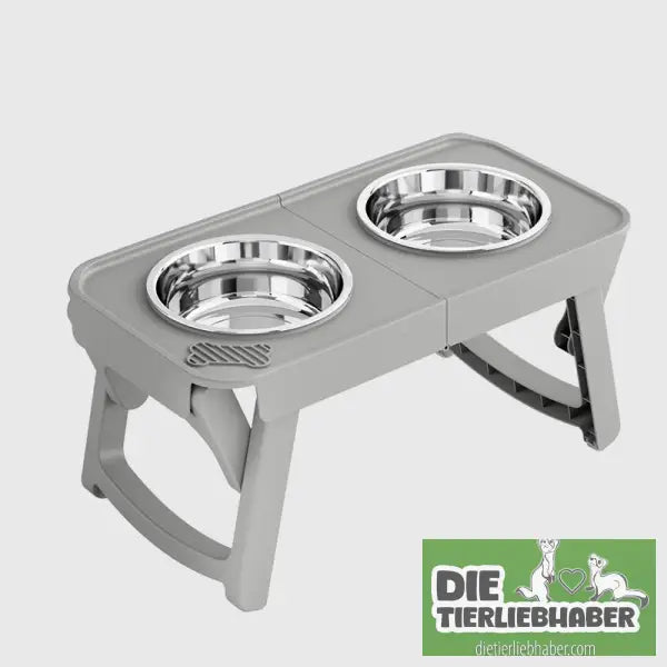 Klappnapf zum Fressen& Trinken mit hohen Füßen für Haustiere, - Gray - Futter- und Wassernäpfe
