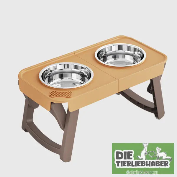 Klappnapf zum Fressen& Trinken mit hohen Füßen für Haustiere, - Khaki - Futter- und Wassernäpfe