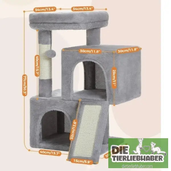 Kratzbaum - Gray / 77X40CM - Flauschiger Liegeplatz für Hund Katzen F