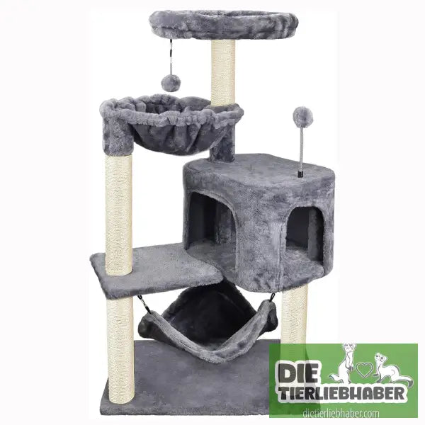 Kreativer mehrlagiger Katzenkratzbaum mit integrierten Kratzsäulen und Kletterelementen - Flauschiger Liegeplatz