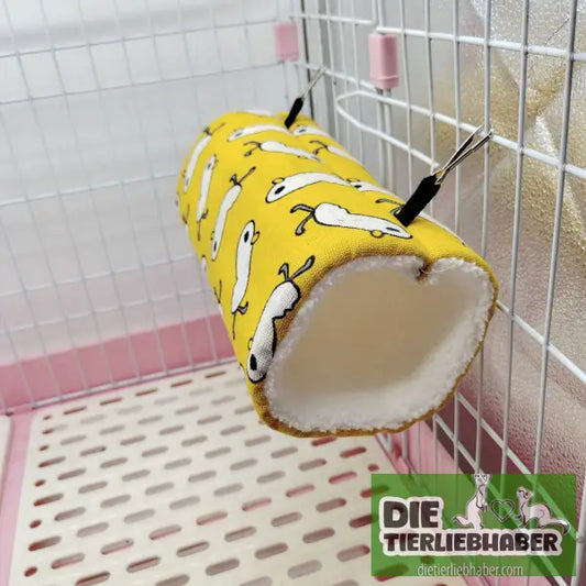 Kuschel-Tunnel für Kleintiere – Plüschnest für Frettchen im Blumen-Design - Tierbedarf